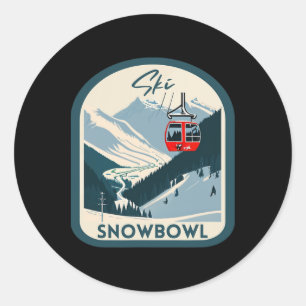Ski-Schneebowl Retro Vintage-Stil Schneebowl-Skifa Runder Aufkleber
