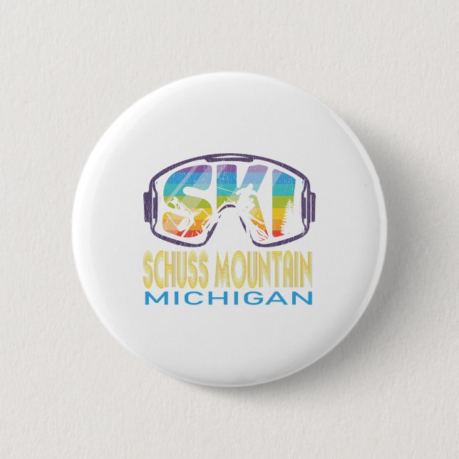 Ski Schuss Mountain Michigan Skiing Vacation  Button (Vorderseite)
