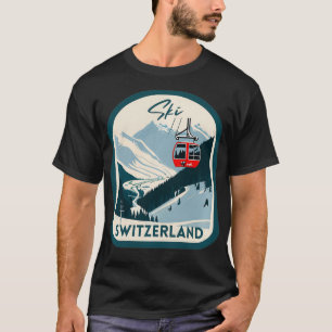 Ski Schweiz Retro Vintager Stil Schweizer Skifahre T-Shirt