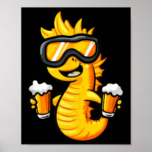 Ski-Seepferdchen mit Bier _ Après-Ski-Comic Poster
