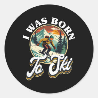 Ski Skiing Winter Sport  Runder Aufkleber