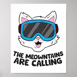 Ski Snowboard Goggle zum Skifahren Katze Snowboard Poster