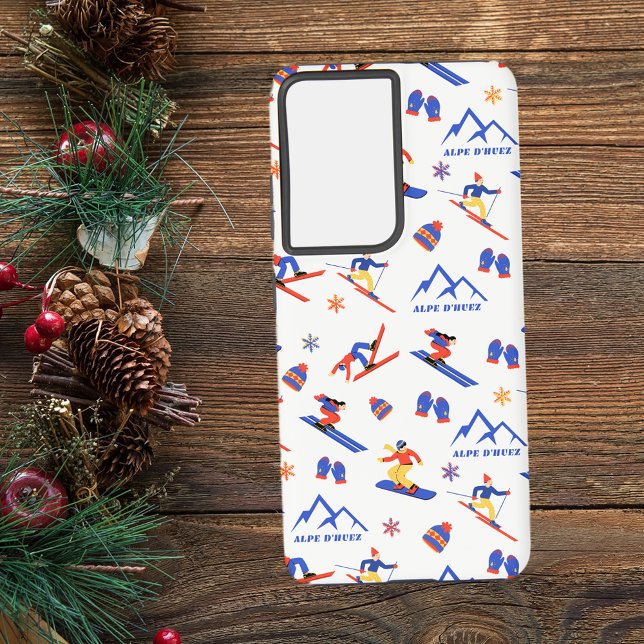 Ski-Snowboard-Muster Alpe d'Huez France Samsung Galaxy Hülle (Alpe d'Huez France ski snowboard cross-country skiing winter snow vacation samsung phone case)