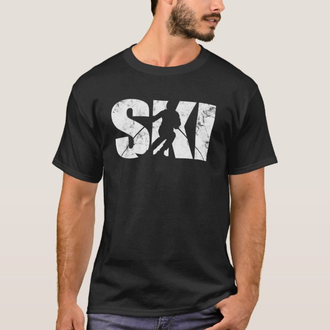 Ski Snowboard Ski Snow Mountain Winterskifahrer V T-Shirt (Vorderseite)
