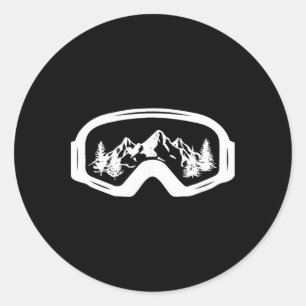 Ski Snowboard Skibrille Schnee Wintersport Skifahr Runder Aufkleber