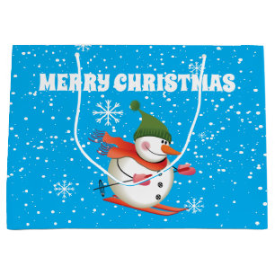 Ski Snowman Geschenktasche Groß Große Geschenktüte