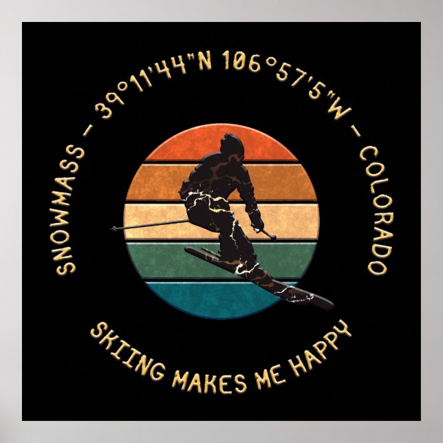 Ski Snowmesse, Colorado - Man Skier, Gelber Text Poster (Vorne)