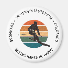 Ski Snowmesse, Colorado - Man Skier, Schwarzer Tex Magnet