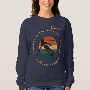 Ski Snowmesse, Colorado - weiblicher Skier, gelber Sweatshirt