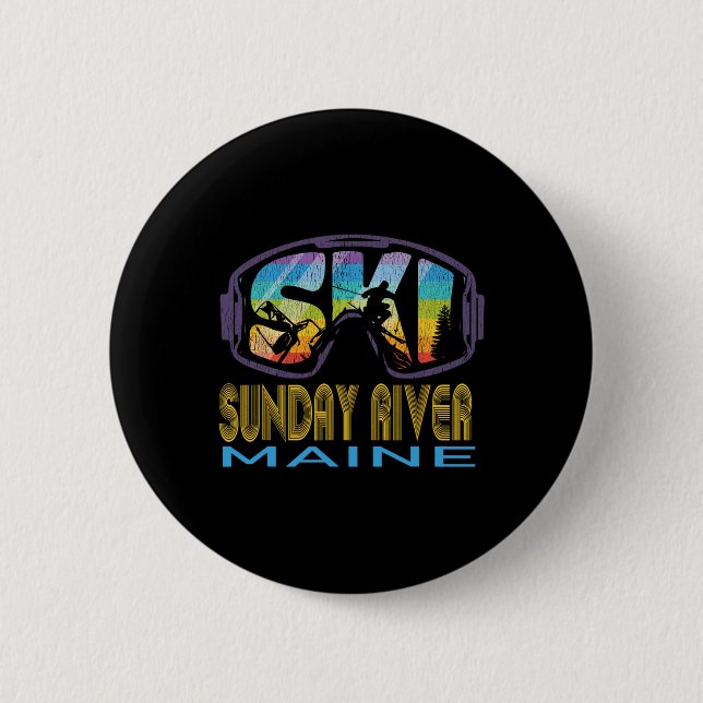 Ski Sonntag Fluss Maine Skiurlaub  Button (Vorderseite)