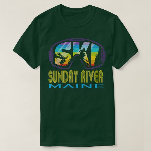 Ski Sonntag Fluss Maine Skiurlaub T-Shirt (Design vorne)