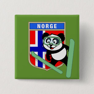Ski-springender Panda Norwegens Button