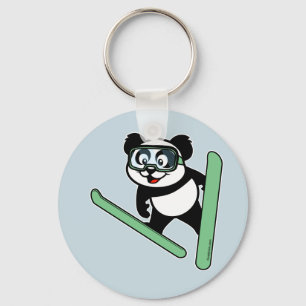 Ski-springender Panda Schlüsselanhänger