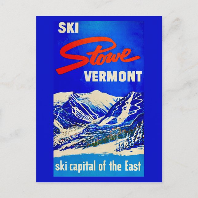 Ski Stowe Vermont Vintage Postkarte (Vorderseite)
