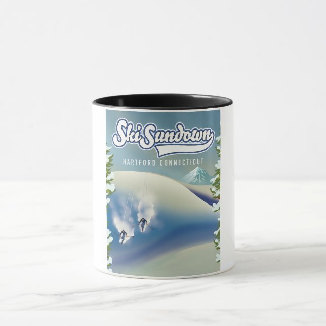 Ski Sundown Hartford Connecticut Skiposter Tasse (Zentrum)