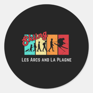 Ski T Les Arcs und La Plagne Herren und Damen Ski Runder Aufkleber