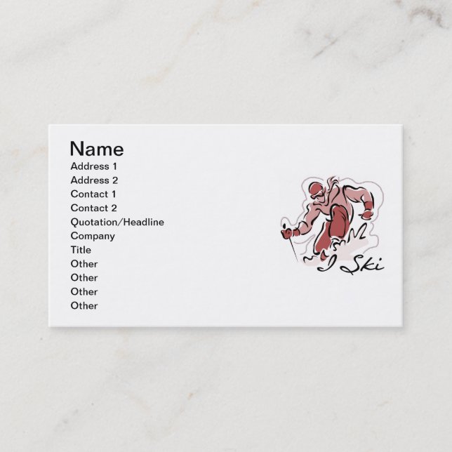 Ski-T-Shirts und Geschenke der Frau-I Visitenkarte (Vorderseite)