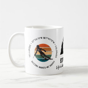 Ski Telluride, Colorado - Skierin, Schwarzer Text Kaffeetasse