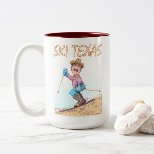 Ski Texas  Zweifarbige Tasse (Mit Donut)