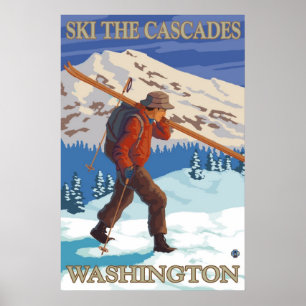 Ski the Cascades - Washington Staat Travel Poster