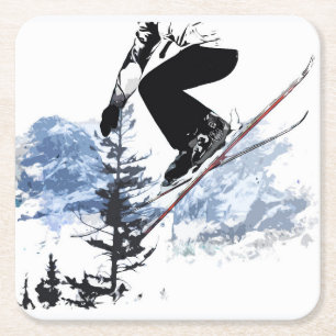 Ski the Rockies - Banff Canada Rechteckiger Pappuntersetzer