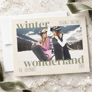 Ski-Thema Winter Wonderland Weihnachtsfoto Feiertagskarte