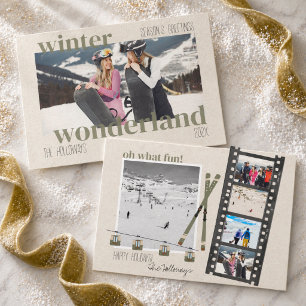 Ski-Thema Winter Wonderland Weihnachtsfoto  Feiertagskarte