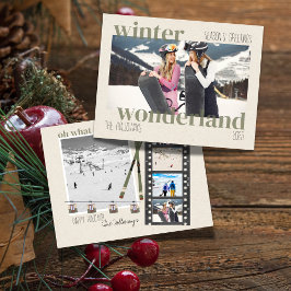 Ski Theme Winter Wonderland Christmas Photo  Feiertagskarte