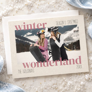 Ski Theme Winter Wonderland Weihnachts-Foto Feiertagskarte