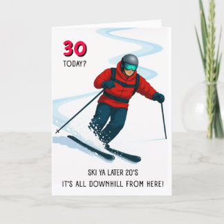 Ski-Themen-Geburtstagskarte zum 30. Karte