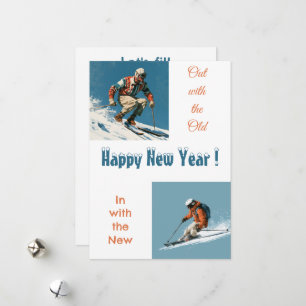 Ski-Themen-Silvester-Grußkarte Feiertagskarte