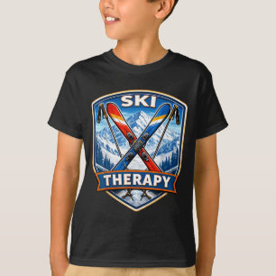 Ski-Therapie Skifahren Liebhaber lustiger Skifahre T-Shirt