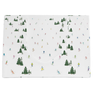 Ski und Snowboard Aquarell Große Geschenktasche Wi Geschenktüte