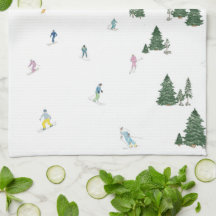 Ski und Snowboard Print Kitchen Handtuch