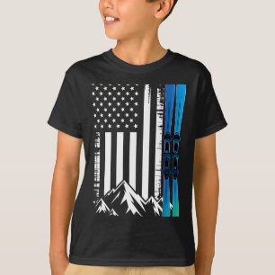 Ski usa amerikanische Flagge Wintersport Skifahrer T-Shirt