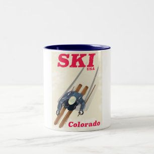 Ski USA Colorado Reiseplakat Zweifarbige Tasse