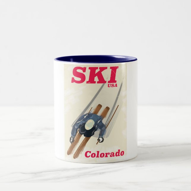 Ski USA Colorado Reiseplakat Zweifarbige Tasse (Mittel)