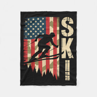 Ski USA-Flagge Wintersport amerikanische Flagge Sk Fleecedecke