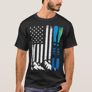 Ski usa Flagge Wintersport Skifahrer amerikanische T-Shirt