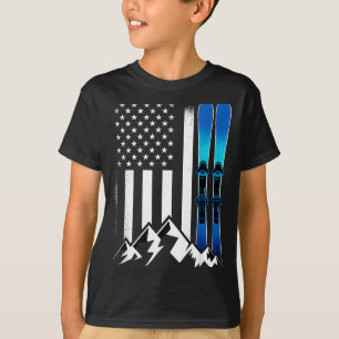Ski usa Flagge Wintersport Skifahrer amerikanische T-Shirt