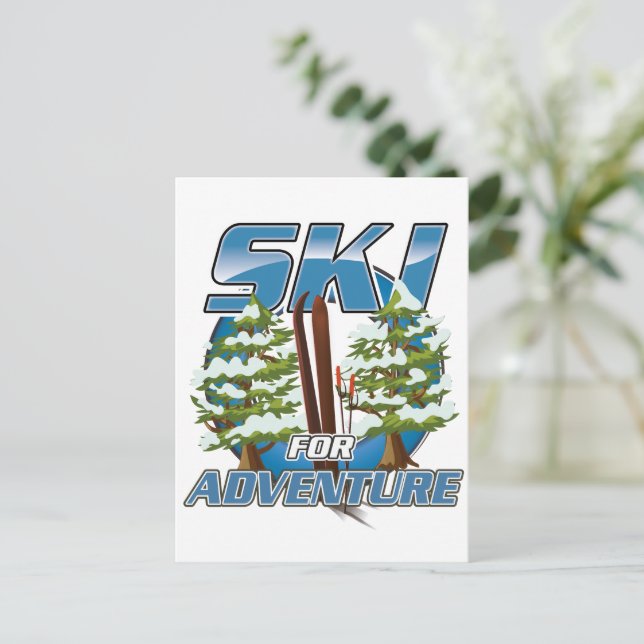 Ski USA For adventure logo. Postkarte (Stehend Vorderseite)