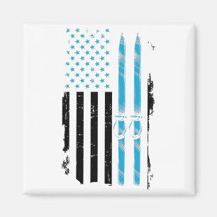 Ski USA Skifahren Skiers Geschenkideen Magnet