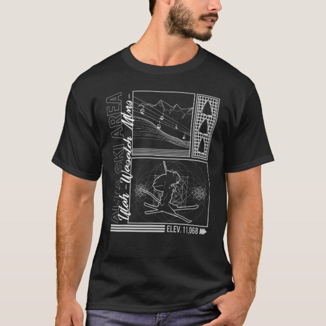 Ski Utah Alta Skigebiet Skigebiet Skifahren Snowbo T-Shirt (Vorderseite)