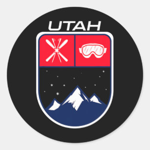 Ski Utah Berg Skifahren Trail Skifahrer Brille Sta Runder Aufkleber
