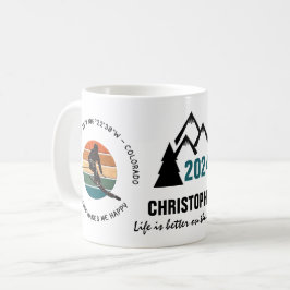 Ski Vail, Colorado - Man Skier, Name, Schwarzer Te Kaffeetasse