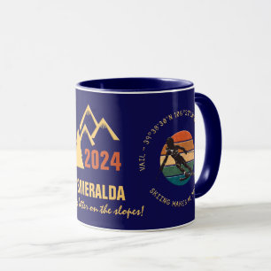 Ski Vail, Colorado - Skierin, Goldener Text Tasse