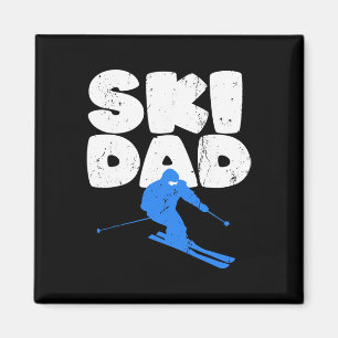 Ski-Vater Lustiger Skifahrer Schneebedeckte Abente Magnet