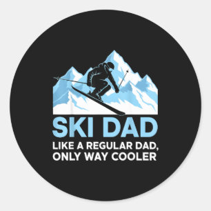 Ski-Vater Skiliebhaber Skifahrer Mann Snowboarden Runder Aufkleber