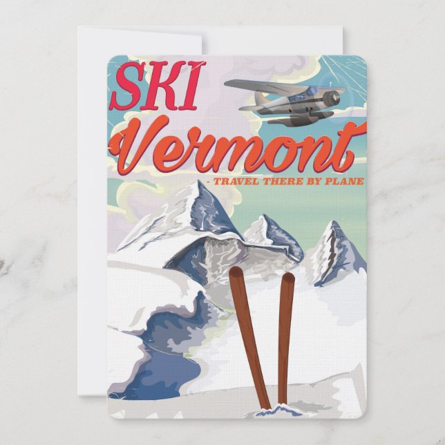 Ski Vermont Retro-Urlaubsplakat Einladung (Vorderseite)