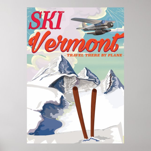 Ski Vermont Retro-Urlaubsplakat Poster (Vorne)